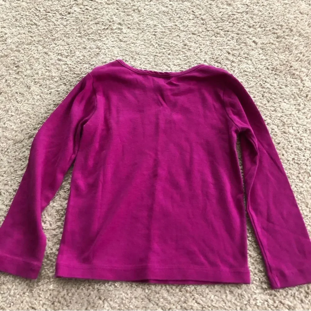 Hanna‎ Andersson Pima Cotton Tee Girls 4 Purple Long Sleeve Crewneck